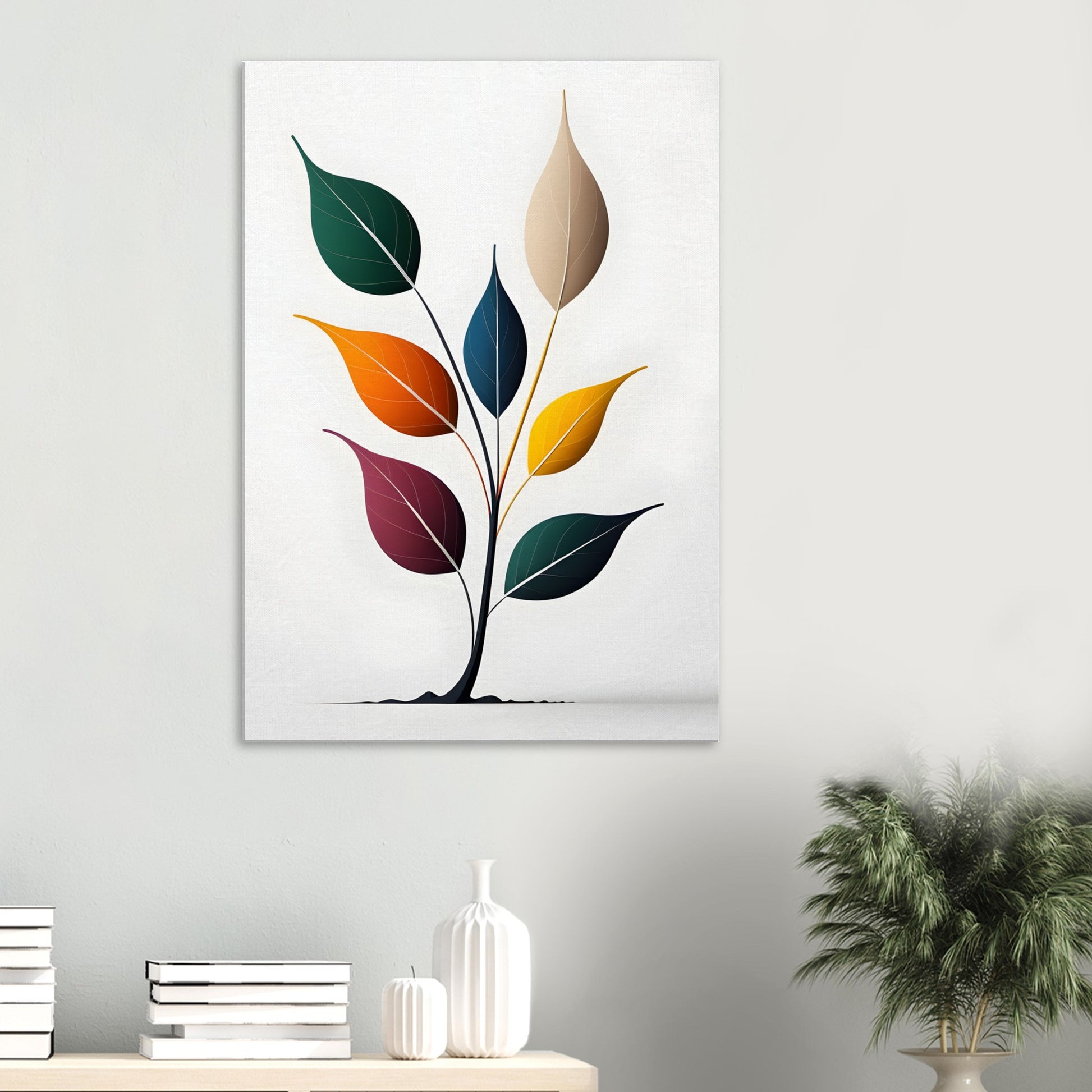 Minimalist Abstract Leaf Art Canvas Print for Modern Spaces