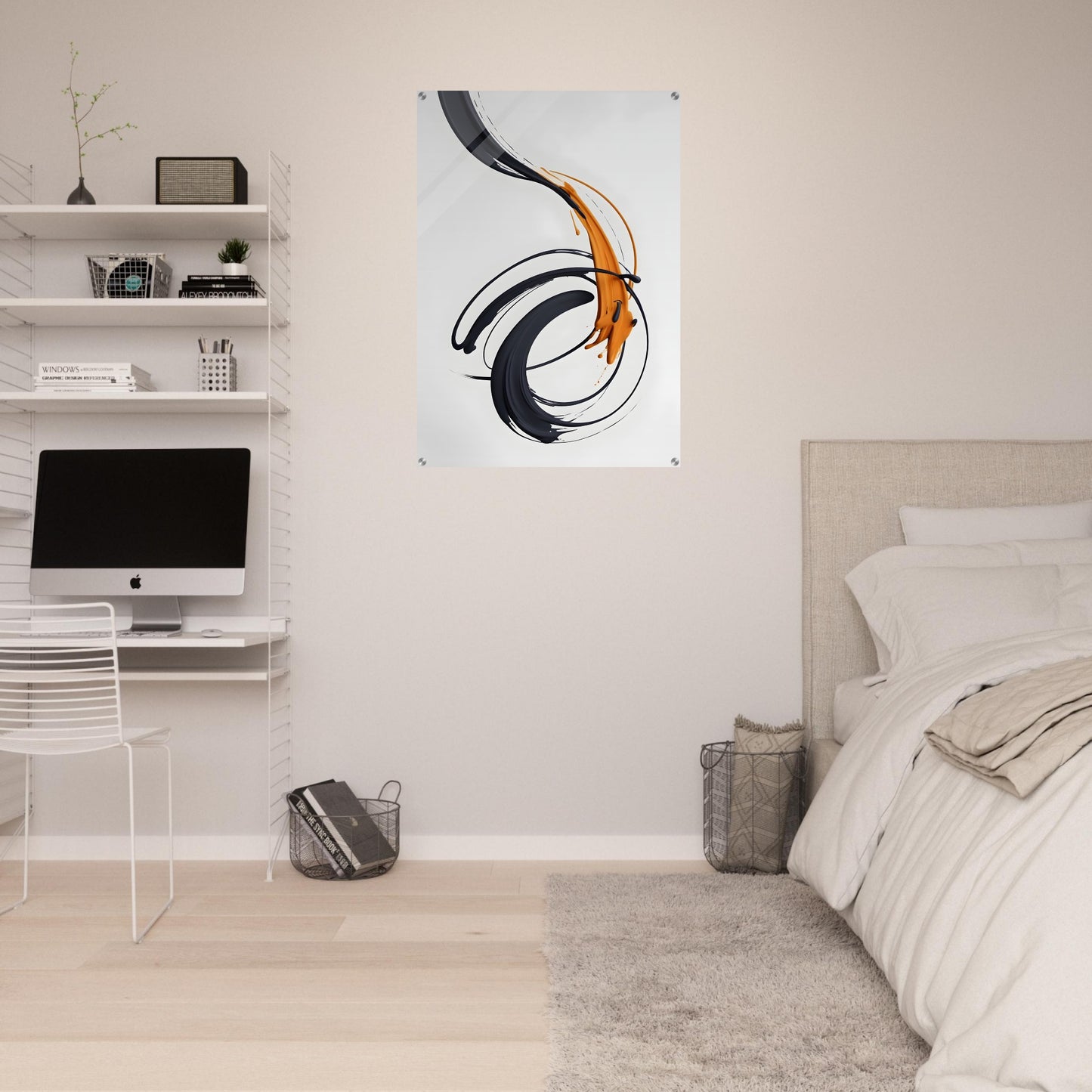 Minimalist Abstract Acrylic Print Art with Energetic Curves