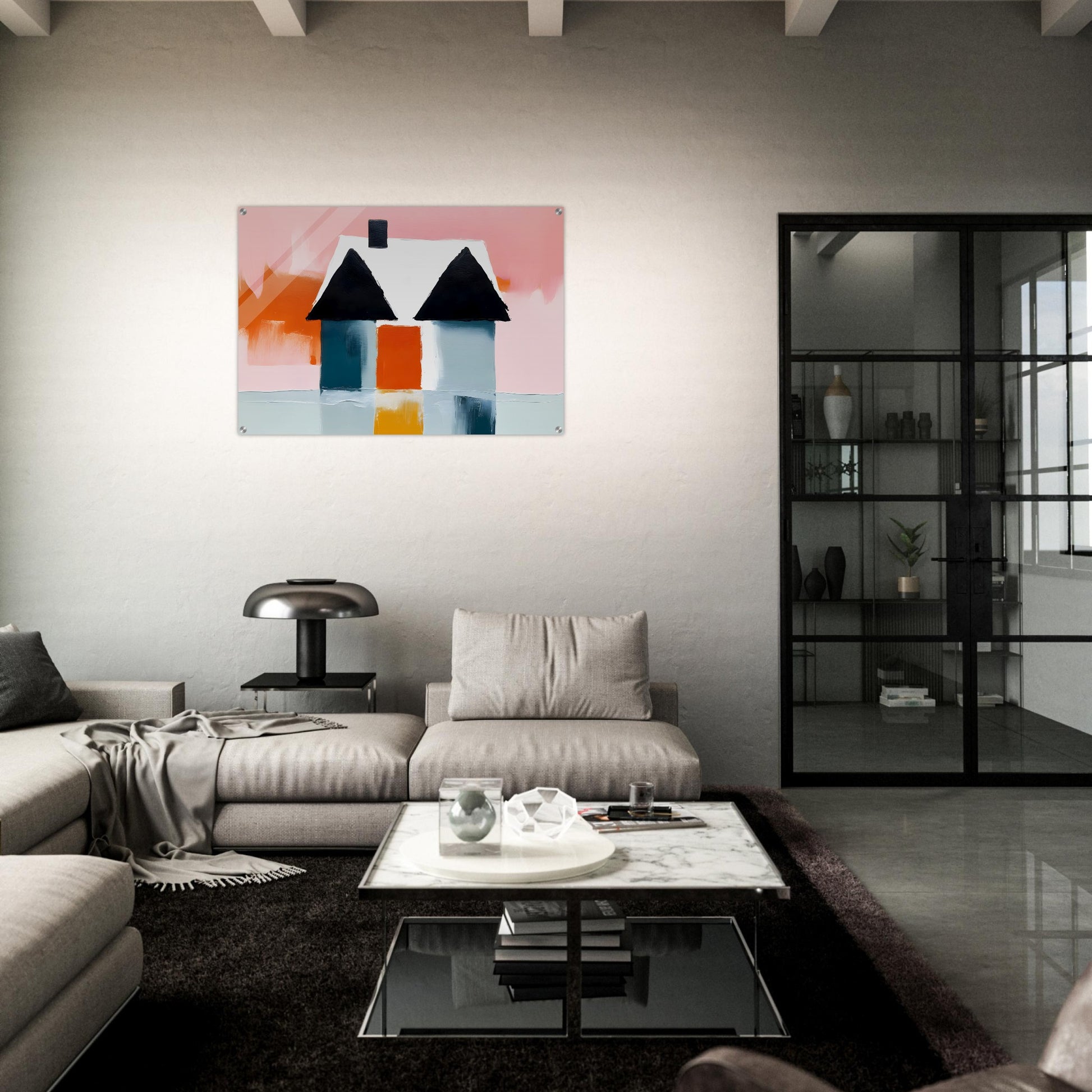 Enigmatic Haven: Abstract House Wall Art