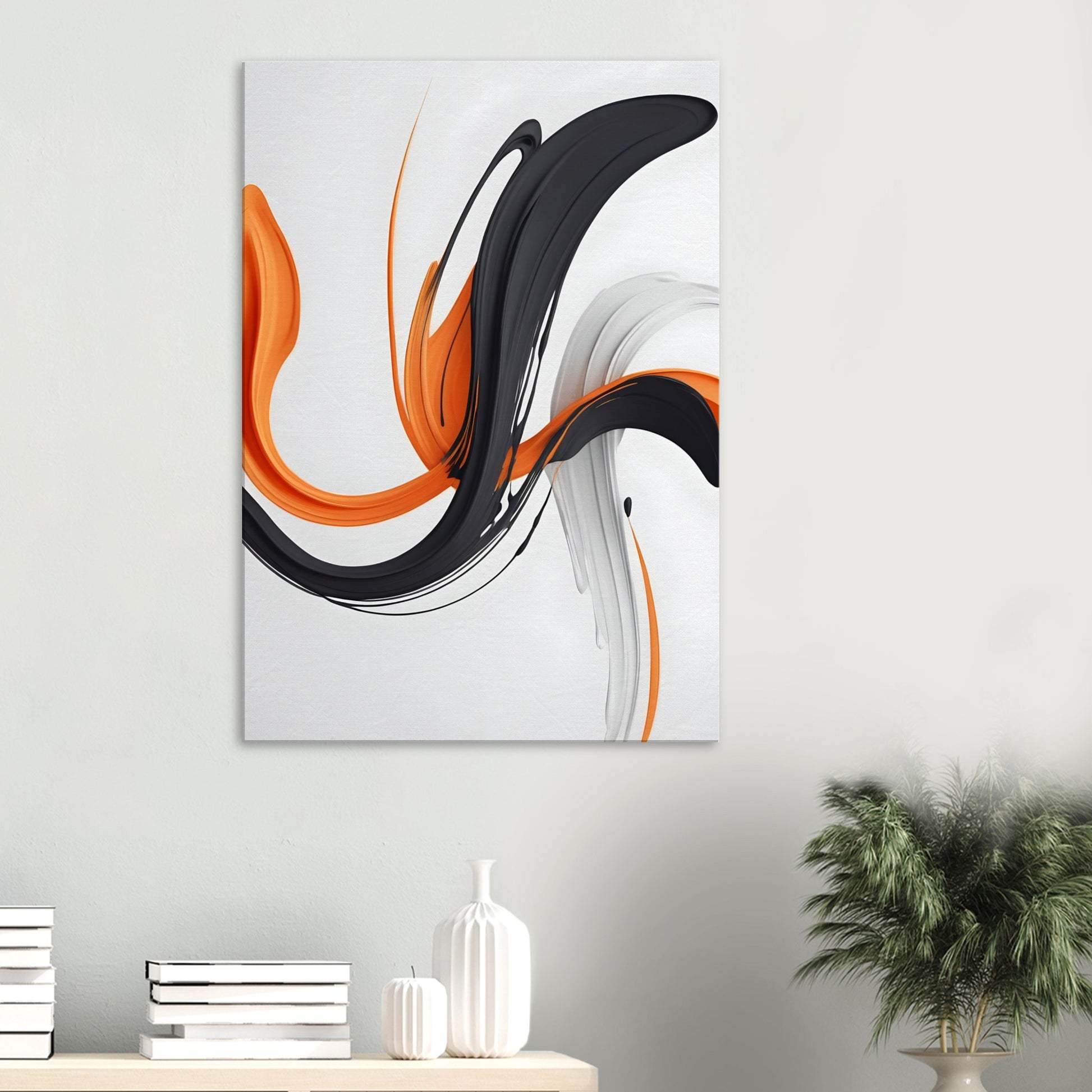 Minimalist Abstract Canvas Print in Black and Orange