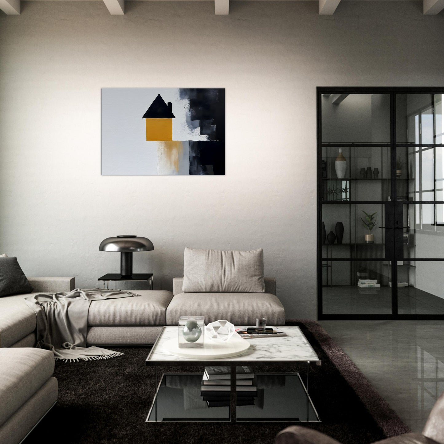 Whispering Elegance: Abstract House Canvas Art