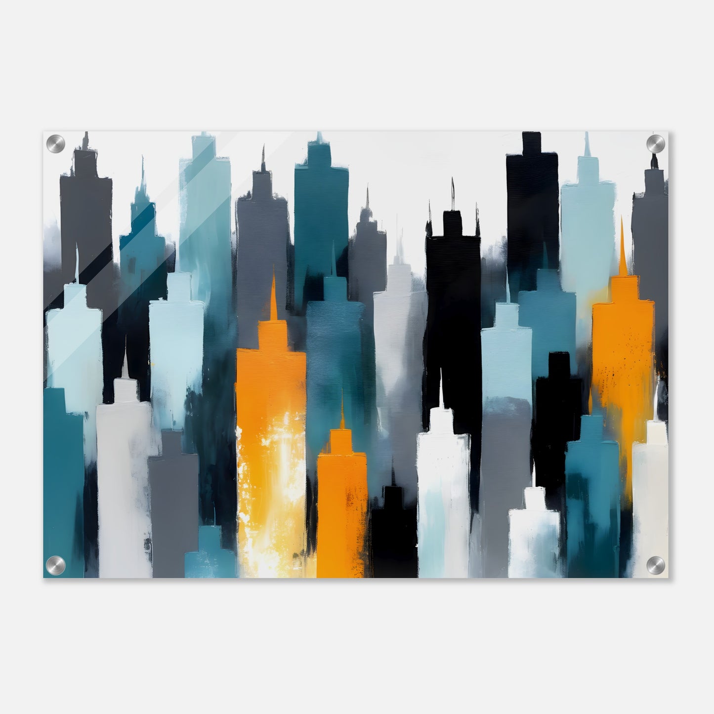 Dynamic Skyline: Abstract Minimalist Acrylic Art