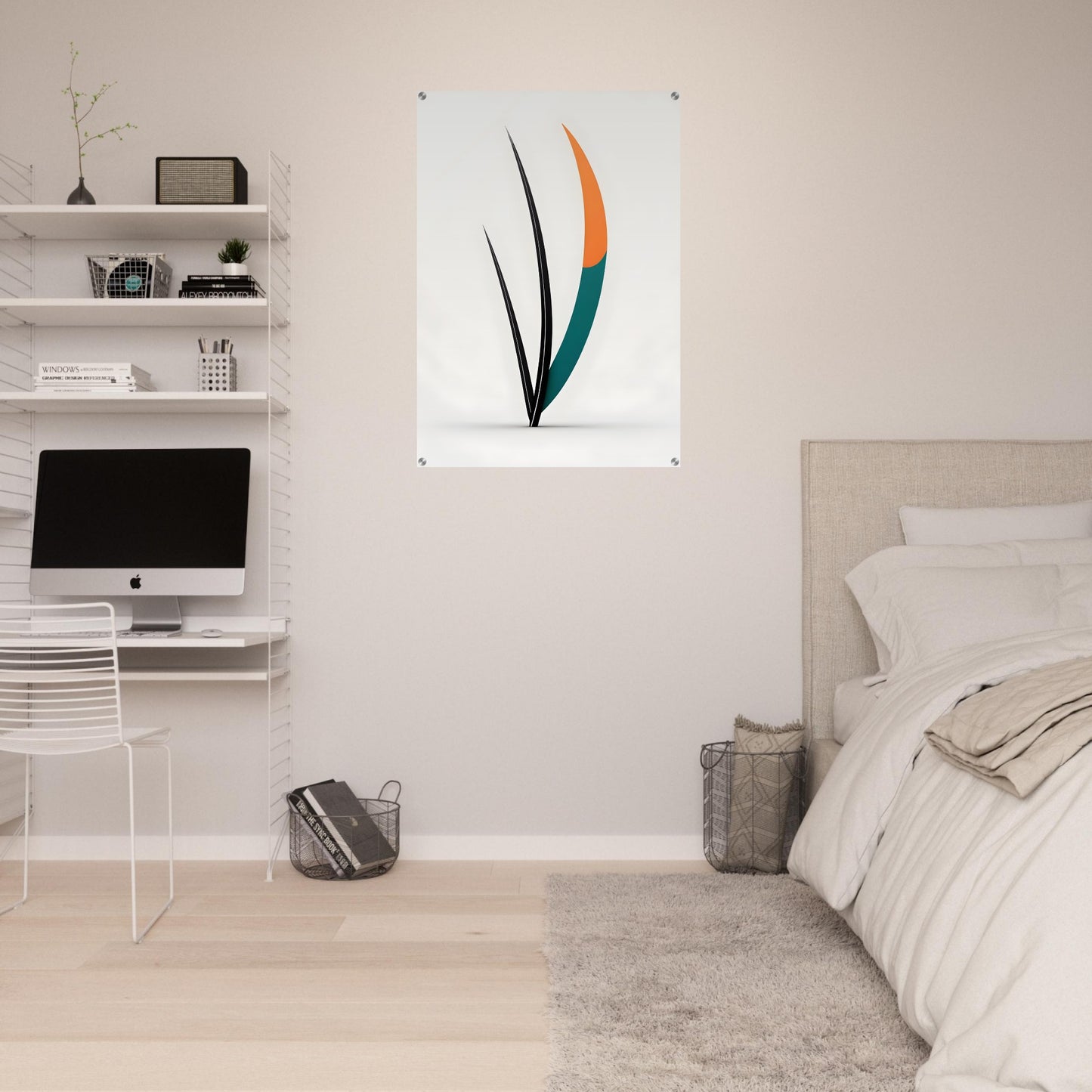 Acrylic glass wall art, Dancing Leaves: Handcrafted Minimalist Nature Art