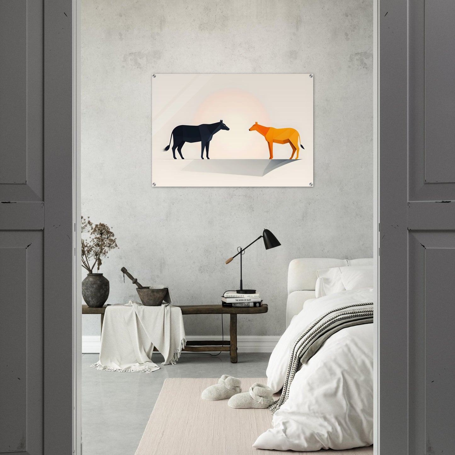 Duality - Minimalist Cow and Dog Abstract Print