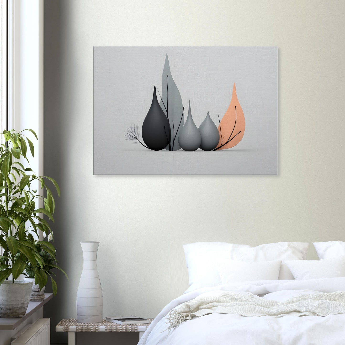 Elegant Minimalist Abstract Wall Art - Leaf Serenity