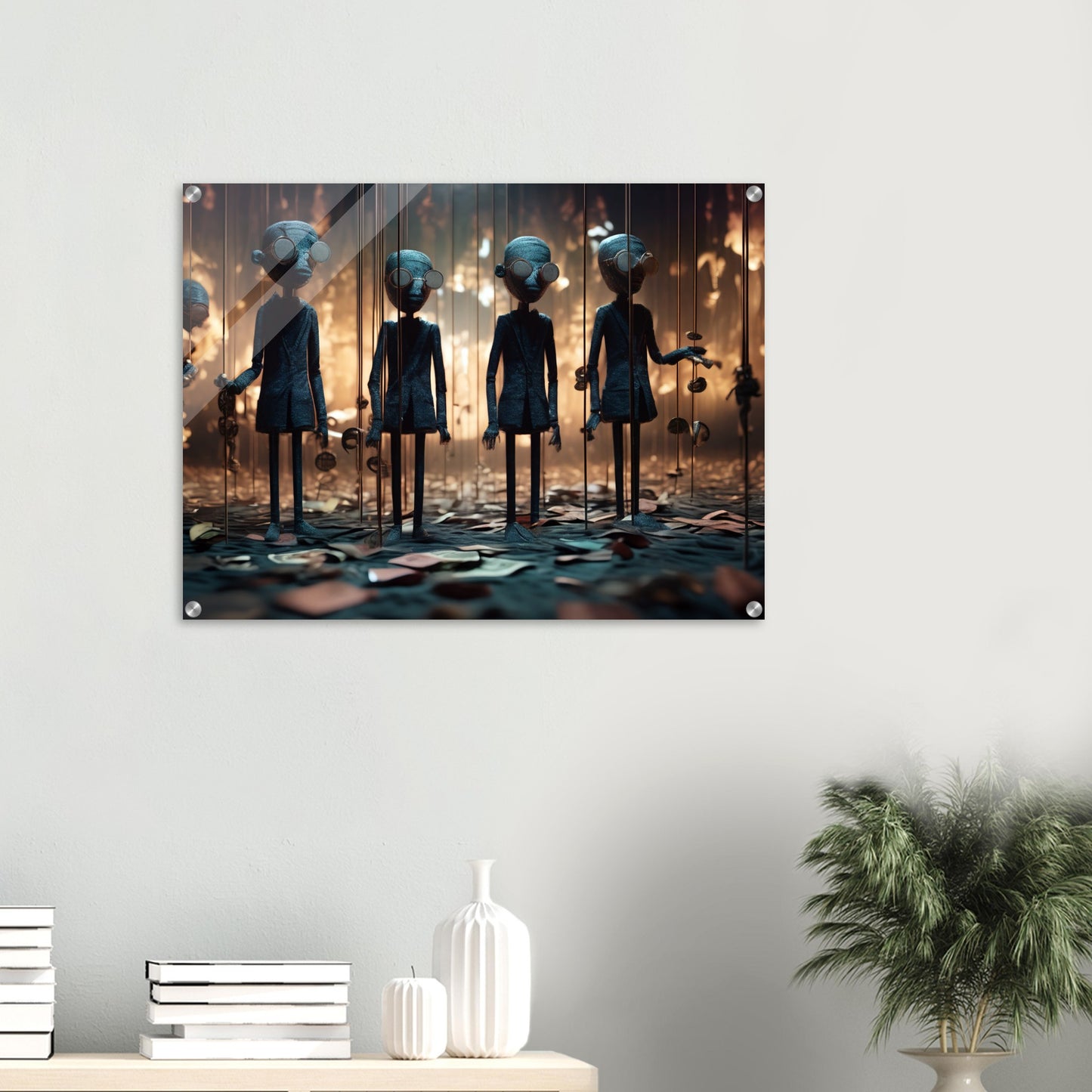 Acrylic print, plexiglass, wall art,Puppets of Greed