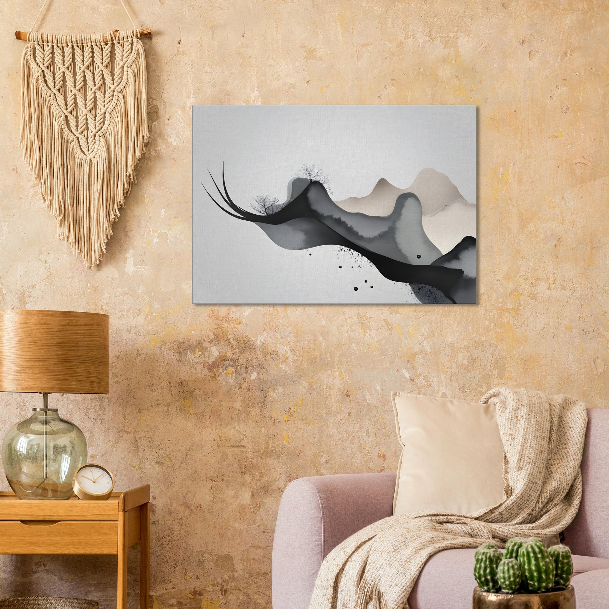 Minimalist Abstract Canvas Print - Serene Mountain Flow