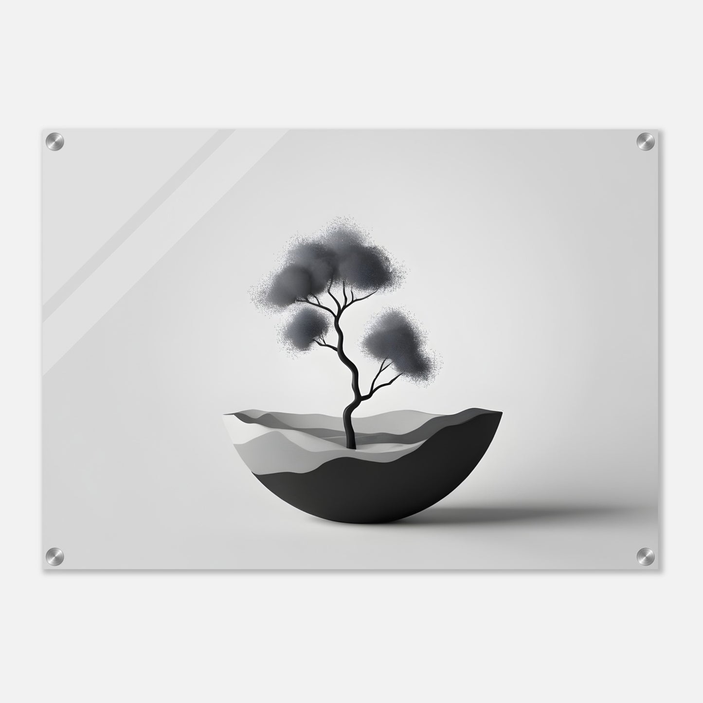 Minimalist Acrylic Print: Abstract Tree Landscape Art