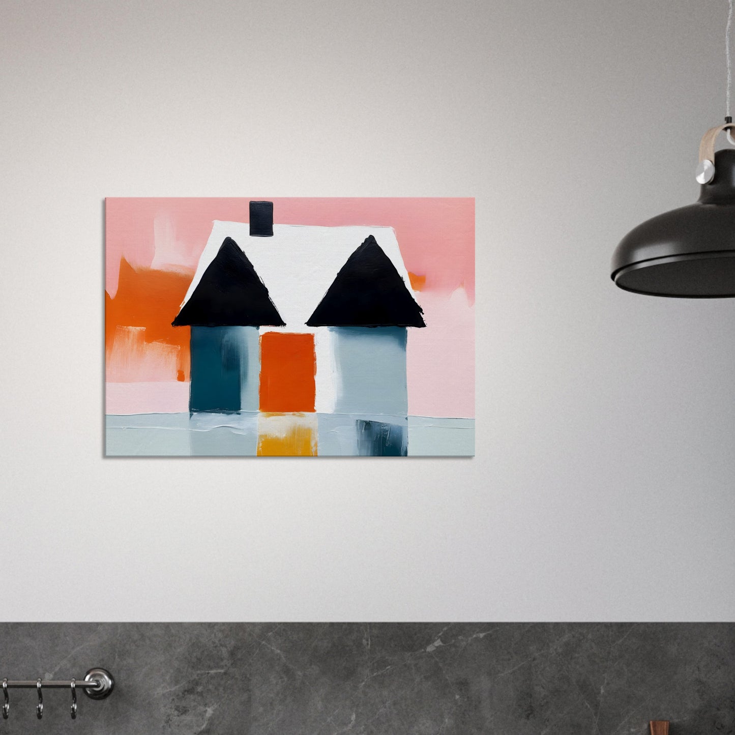 Whimsical Retreat: Modern Abstract House Print