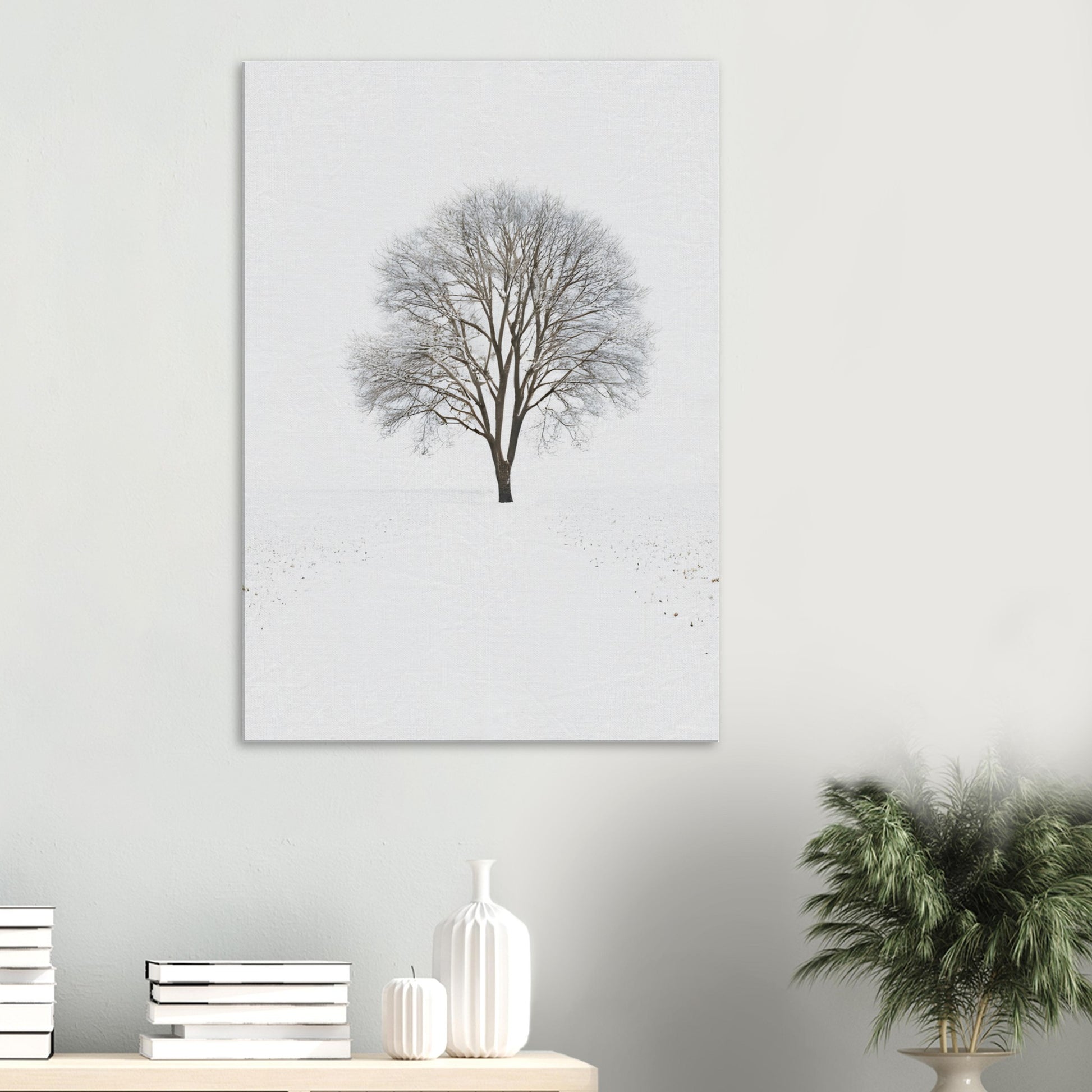 Minimalist Abstract Wall Art of a Winter Tree Landscape