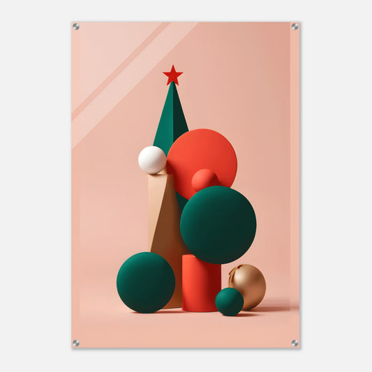 Joyful Abstract Christmas - Minimalist Acrylic Print