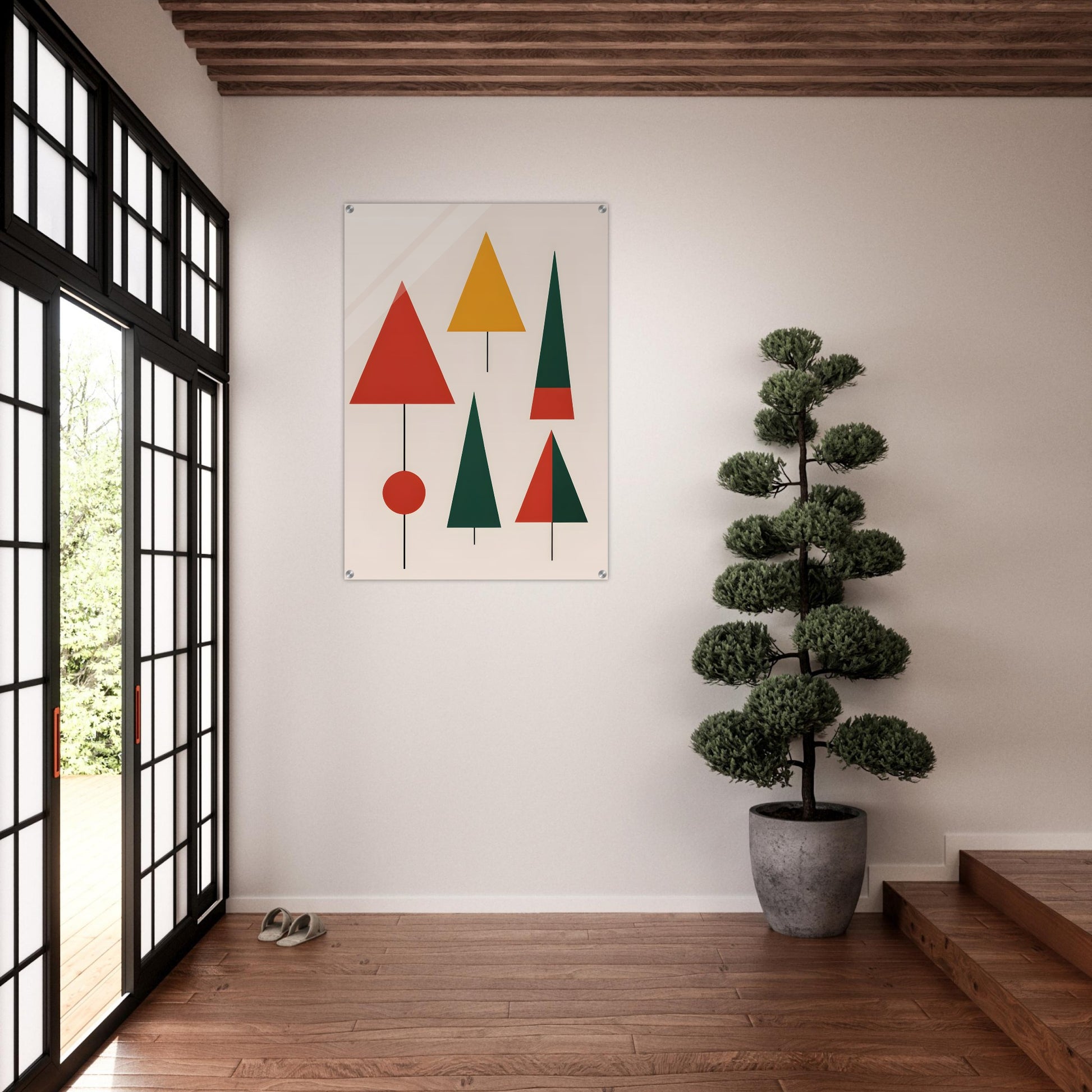 Evergreen Harmony - Abstract Christmas Minimalist Wall Art