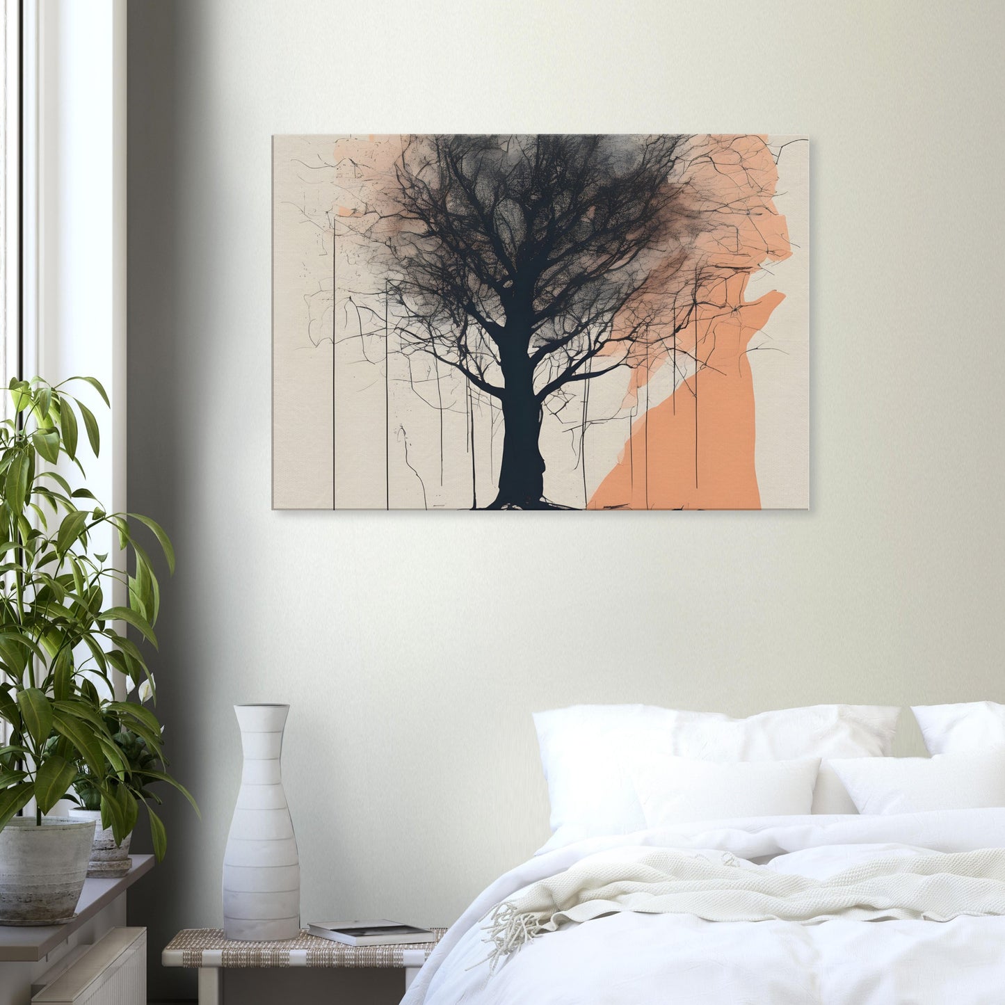 Silhouette Tree Canvas Print - Minimalist Abstract Home Decor