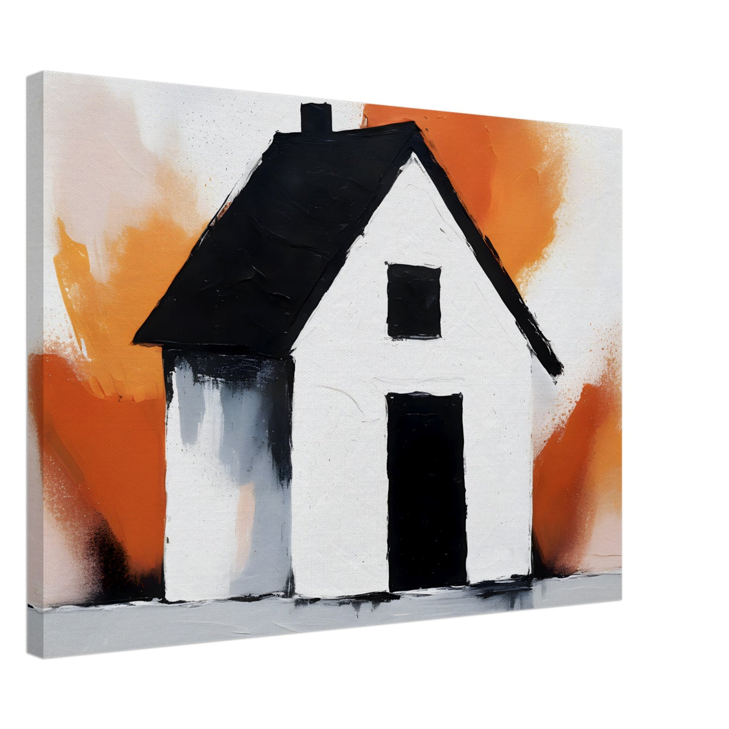 Rustic Allure: Abstract Minimalist House Canvas