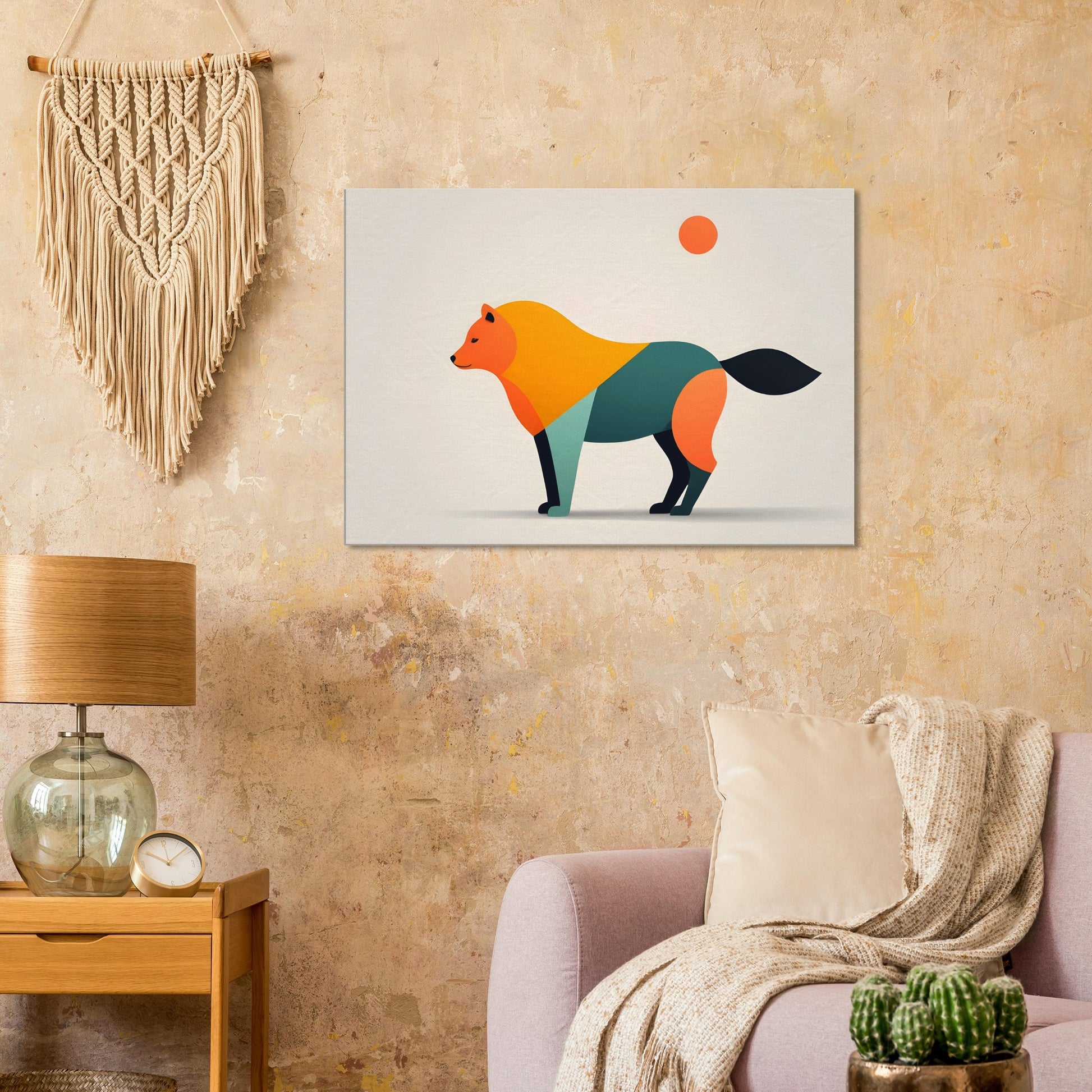 Whimsical Fox - Vibrant Minimalist Canvas Art