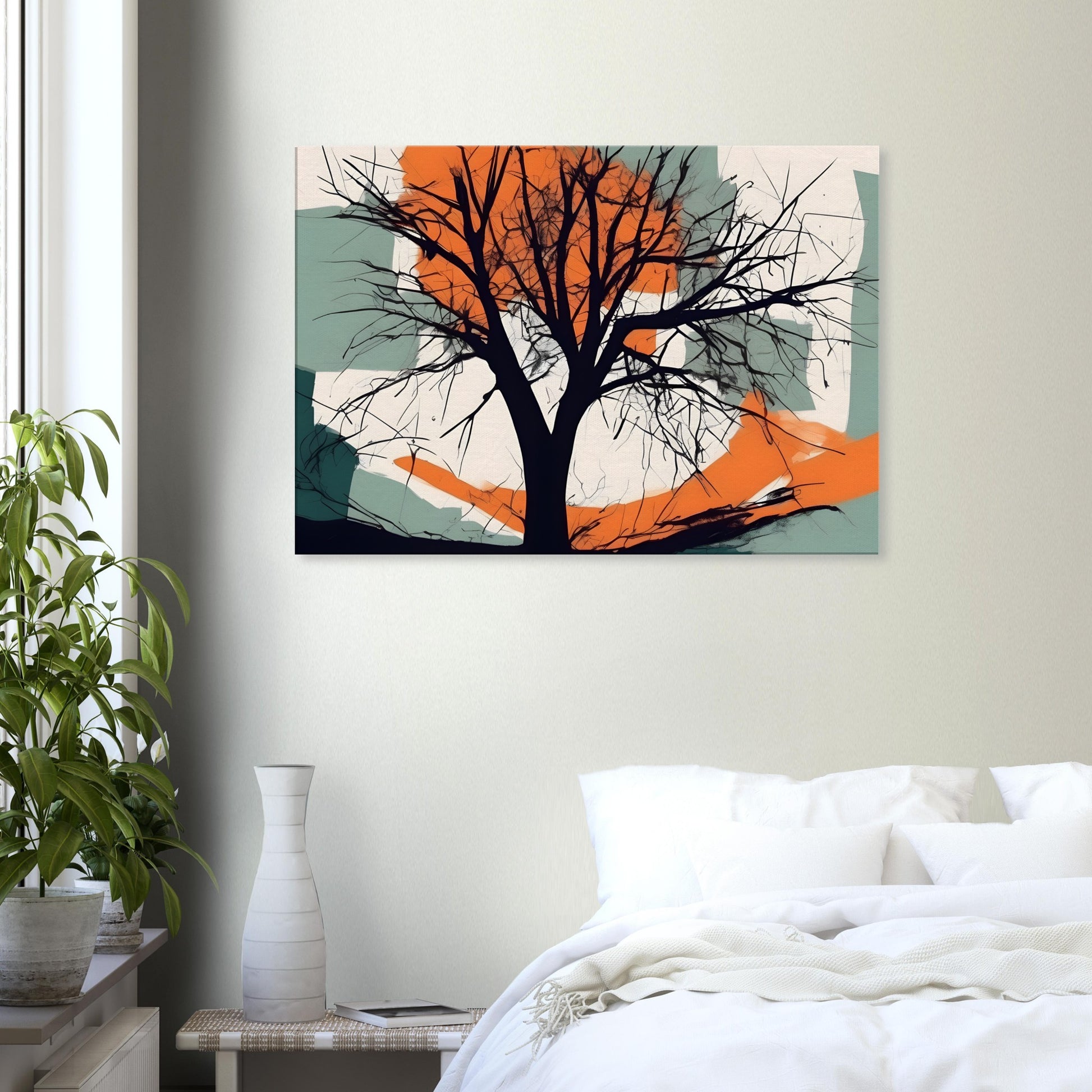 Ethereal Reflection - Minimalist Abstract Tree Art for Modern Decor