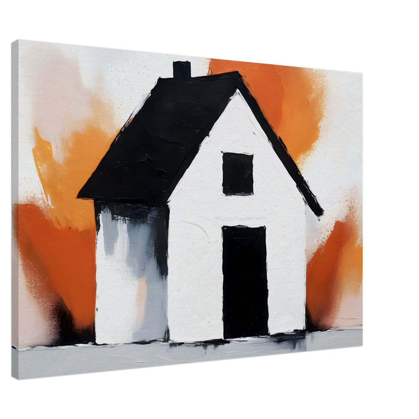 Rustic Allure: Abstract Minimalist House Canvas