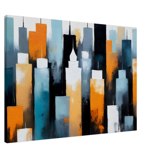 Majestic Cityscape: Abstract Skyline Canvas Art