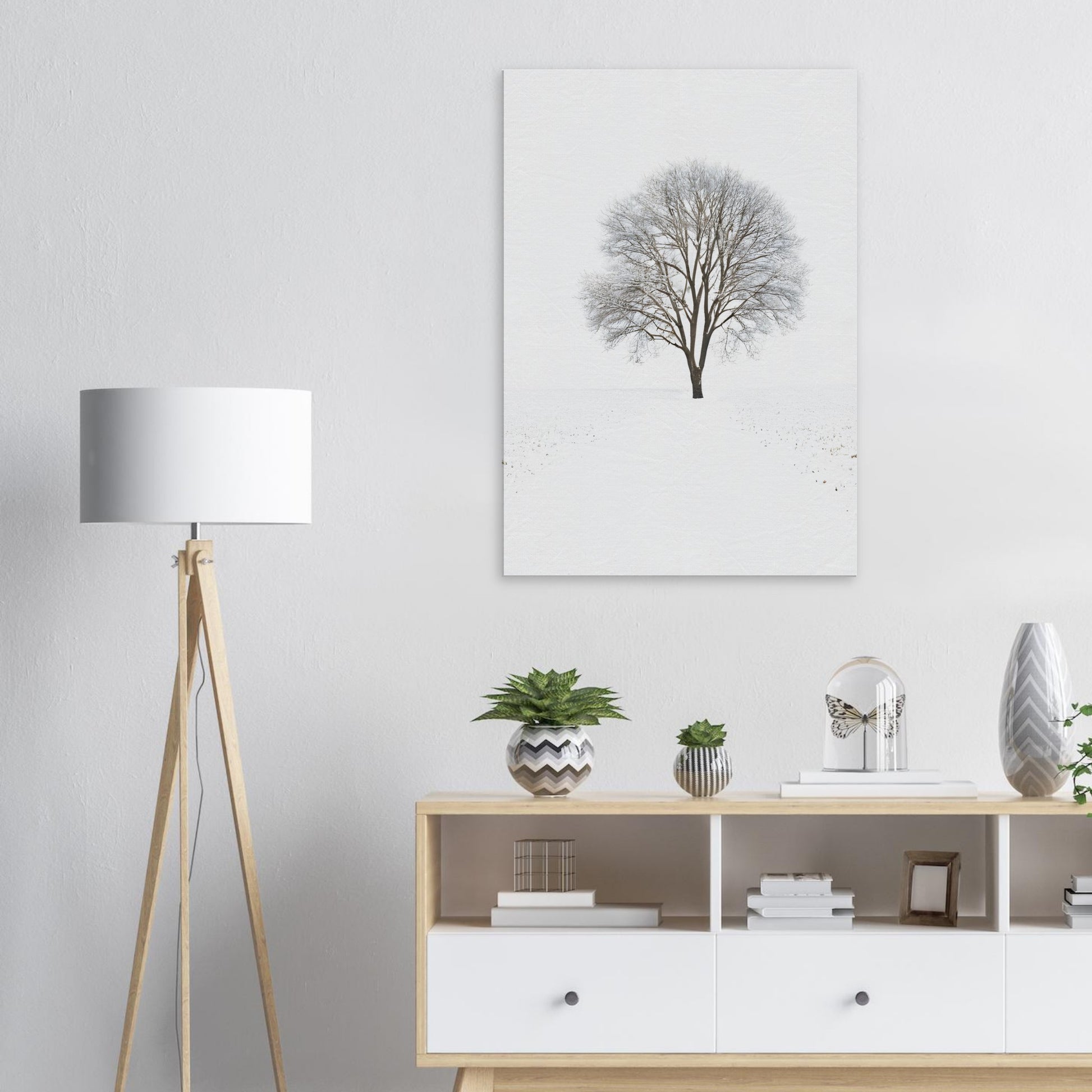 Minimalist Abstract Wall Art of a Winter Tree Landscape