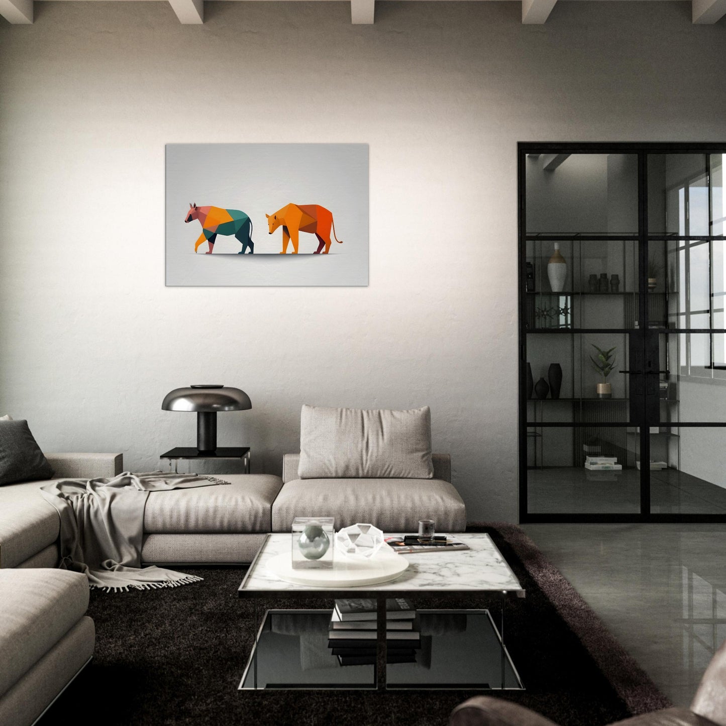 Origami Animals - Vibrant Geometric Canvas Wall Art