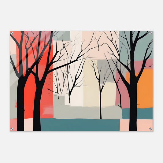 Whimsical Trees - Captivating Minimalist Abstract Acrylic Print