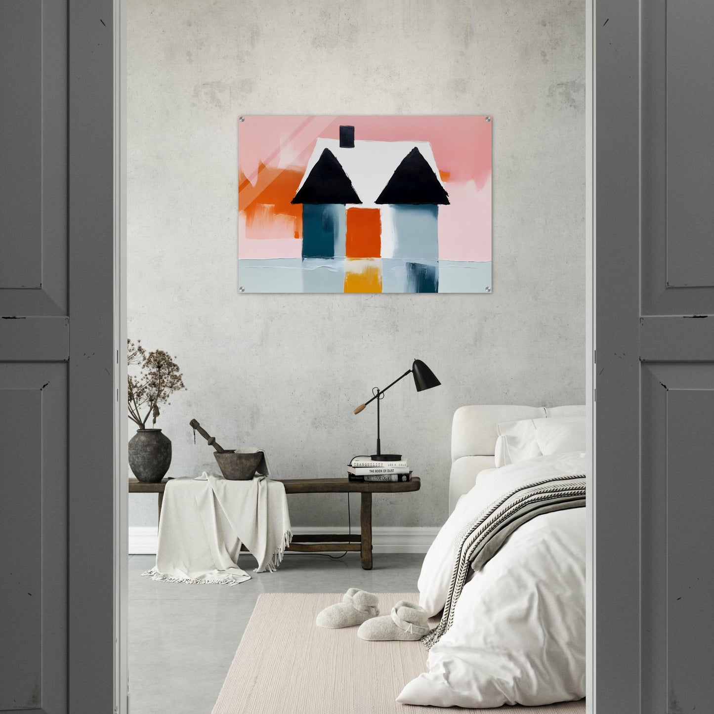 Enigmatic Haven: Abstract House Wall Art