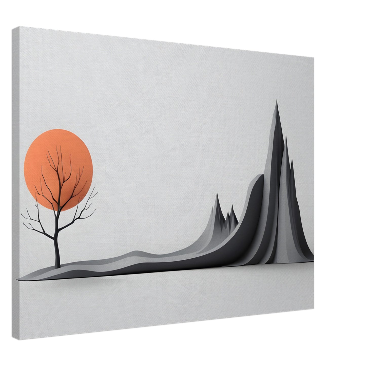 Minimalist Abstract Landscape Canvas Print with Orange Sun