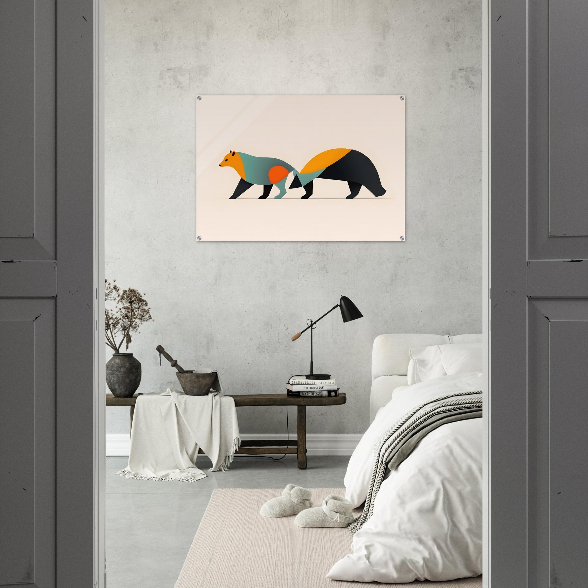 Fox and Bear - Minimalist Abstract Acrylic Art