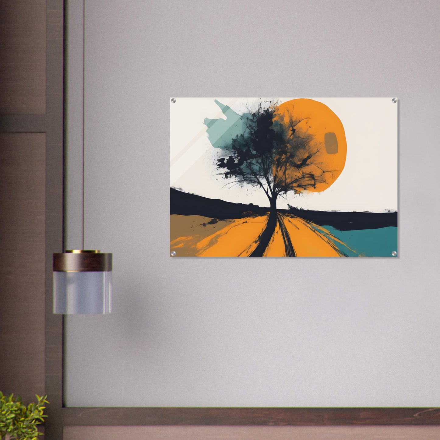 Sunset Solitude - Minimalist Abstract Acrylic Prints for Walls