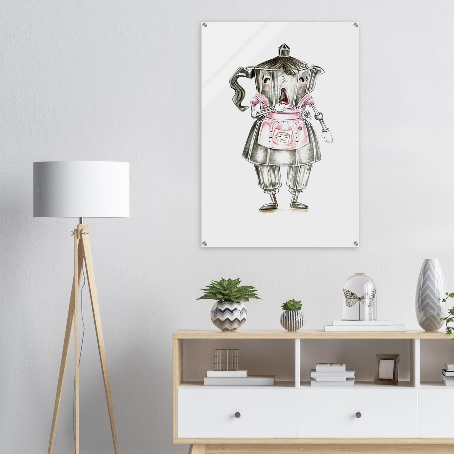 The Singing Barista - Charming Vertical Acrylic Wall Art