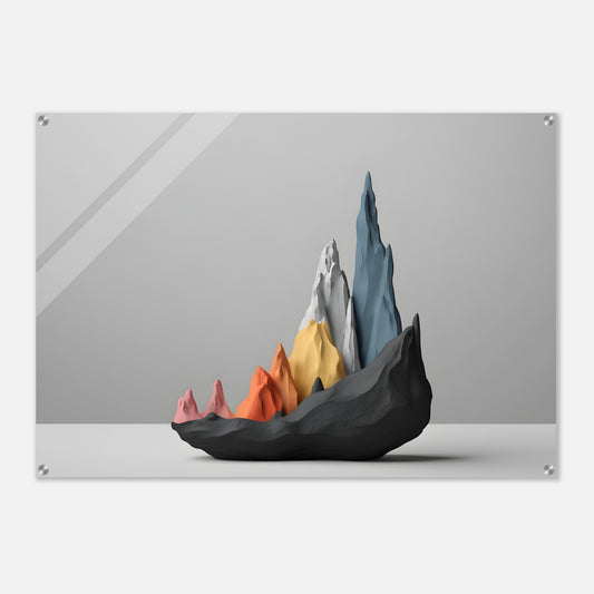 Stunning Minimalist Abstract Acrylic Print - Mountain Peaks