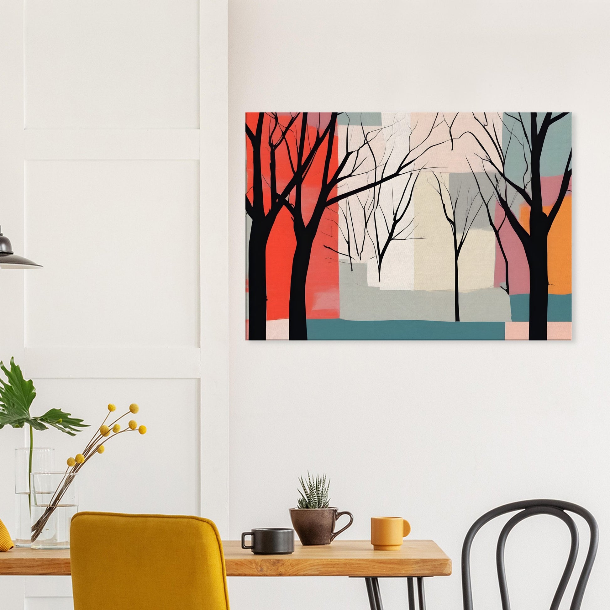 Whispered Hues - Abstract Trees Canvas Print for Modern Spaces