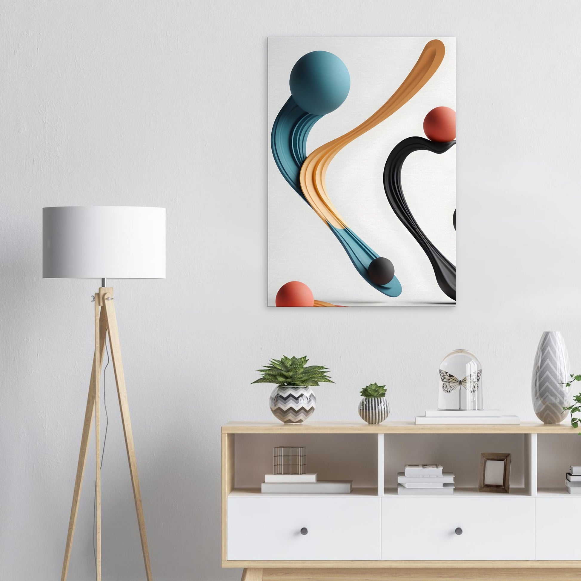 Minimalist Abstract Wall Art with Flowing Shapes and Colors