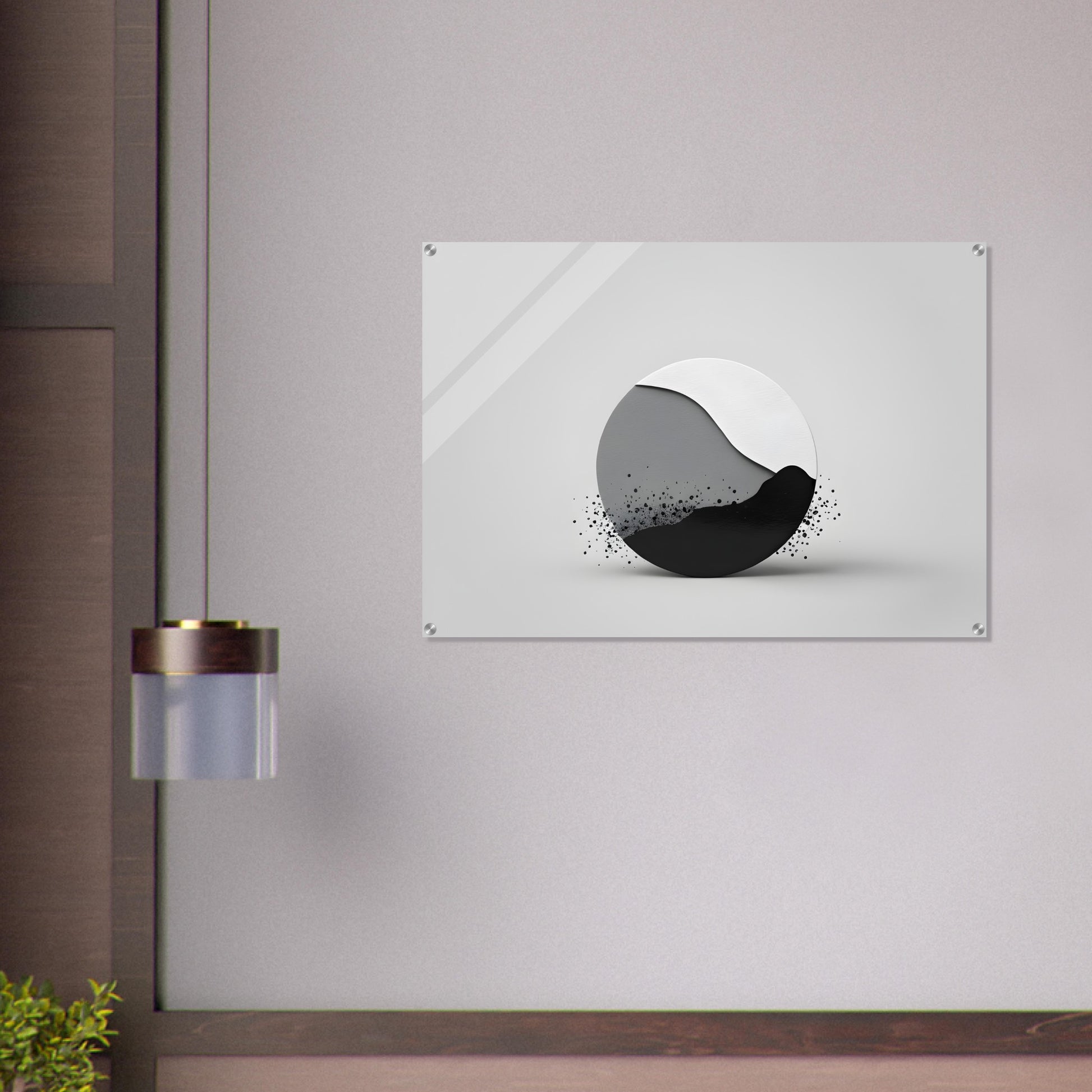 Minimalist Abstract Acrylic Print - Black and White Elegance