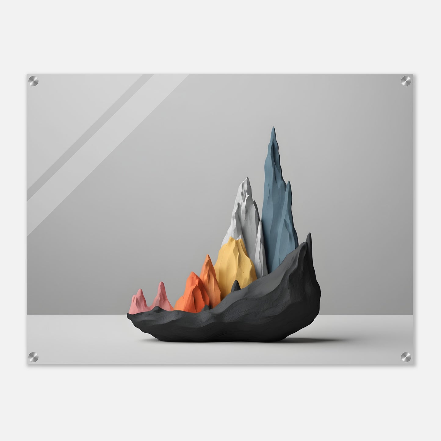 Stunning Minimalist Abstract Acrylic Print - Mountain Peaks