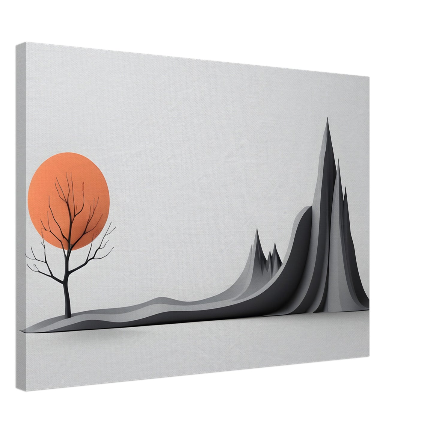 Minimalist Abstract Landscape Canvas Print with Orange Sun