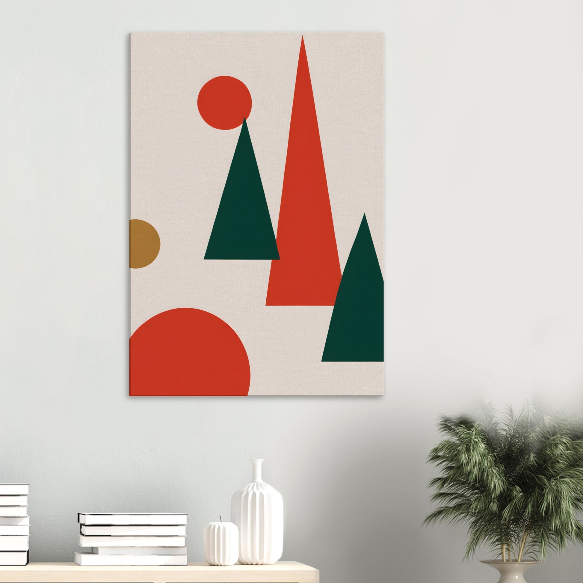 Joyful Geometry - Minimalist Abstract Christmas Canvas Art