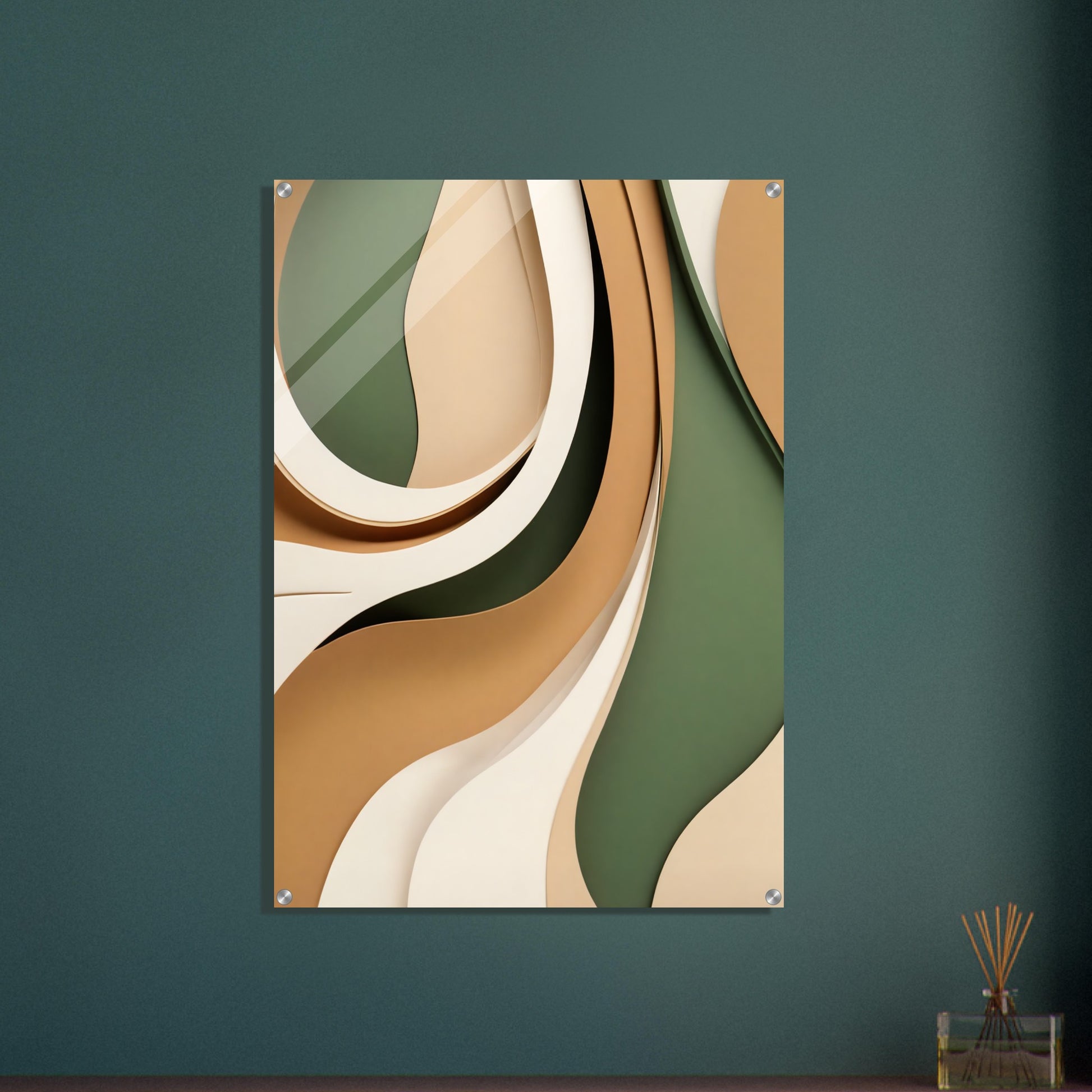 Acrylic glass wall art, Biophilic Inspired Acrylic Print – Soft Green Leaves