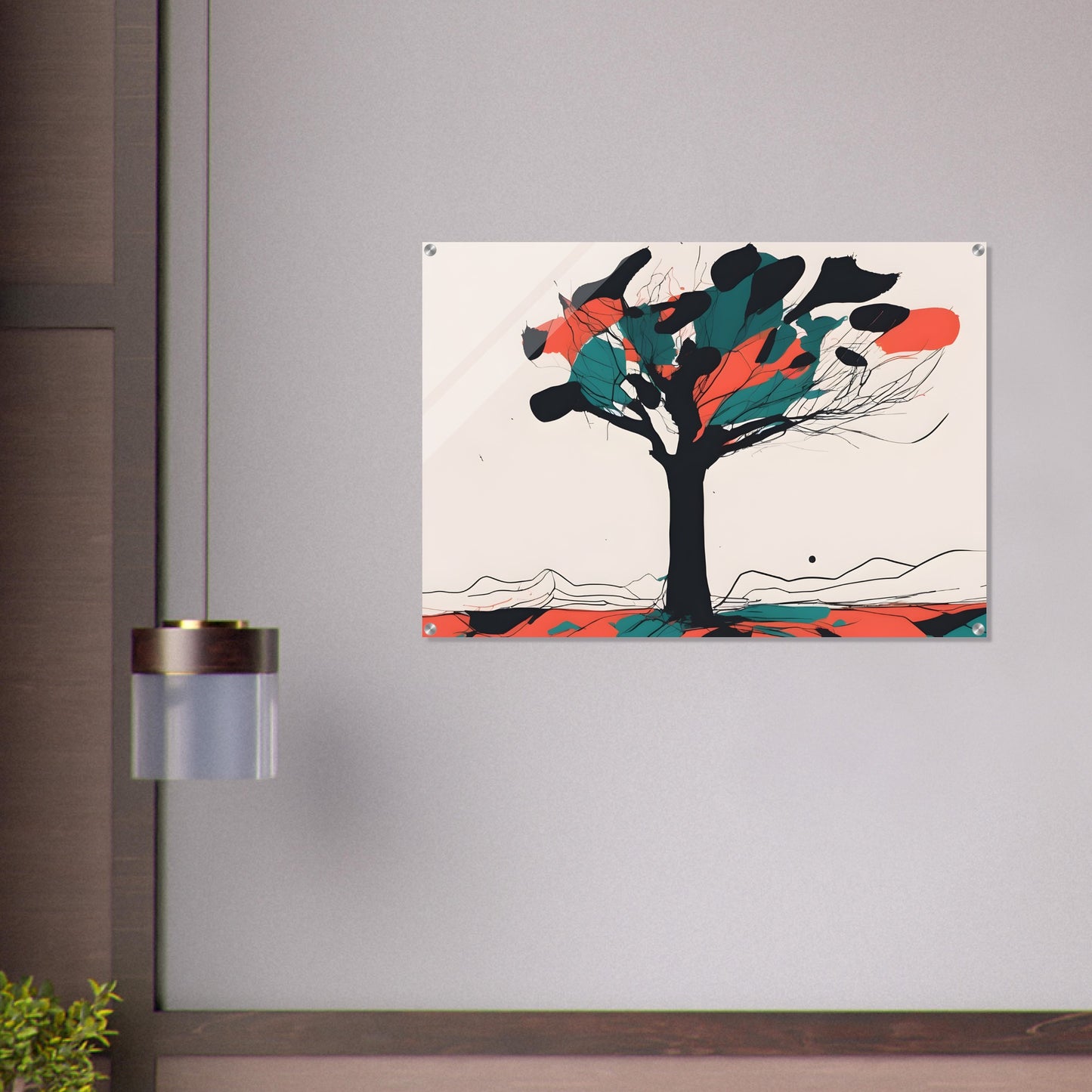 Dancing Leaves - Minimalist Tree Acrylic Print for Modern Decor