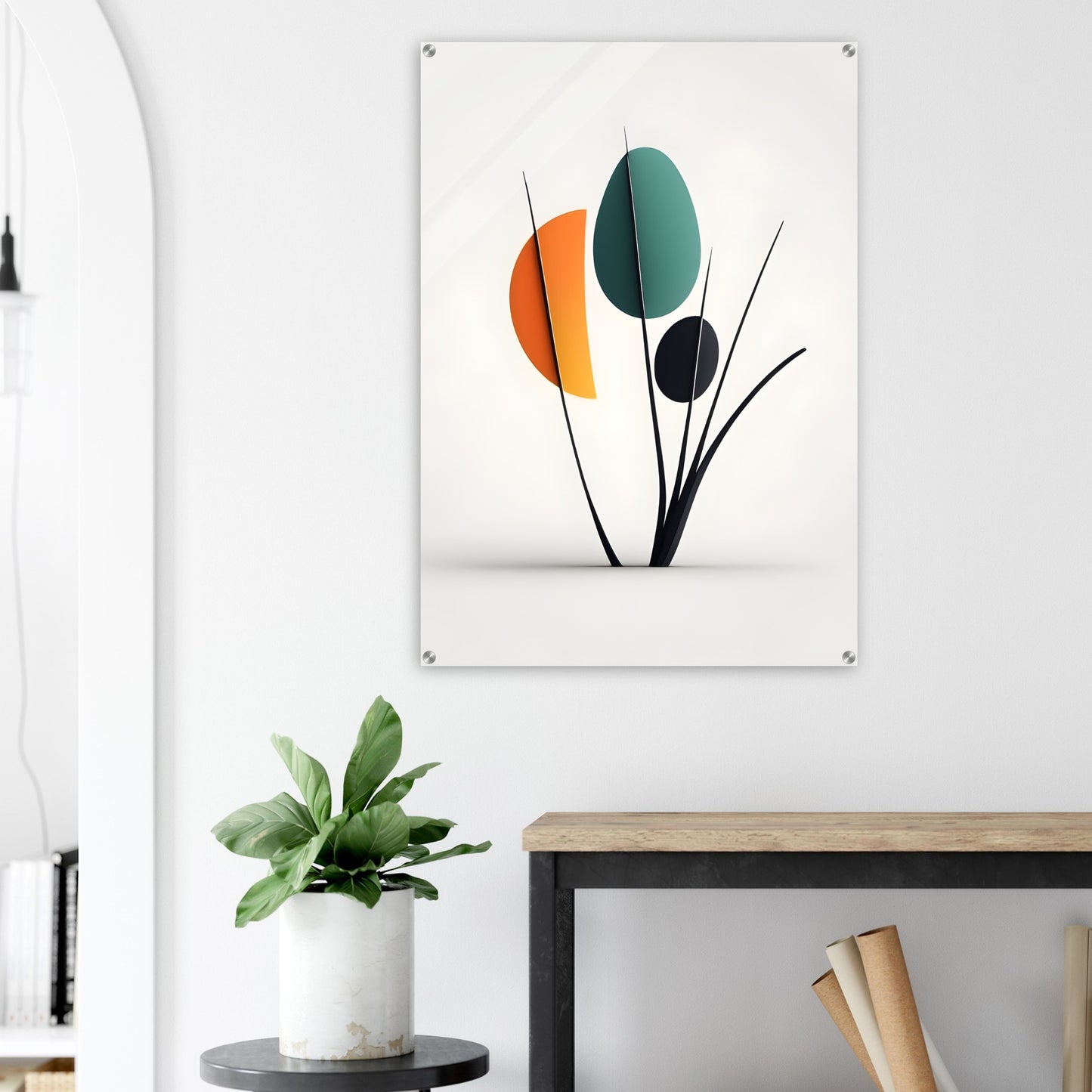 Acrylic glass wall art, Minimalist Nature-Inspired Plexiglass Art with Organic Curves