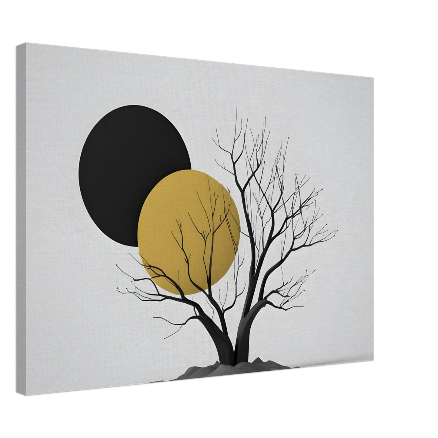 Minimalist Abstract Wall Art: Tree with Dual Circles