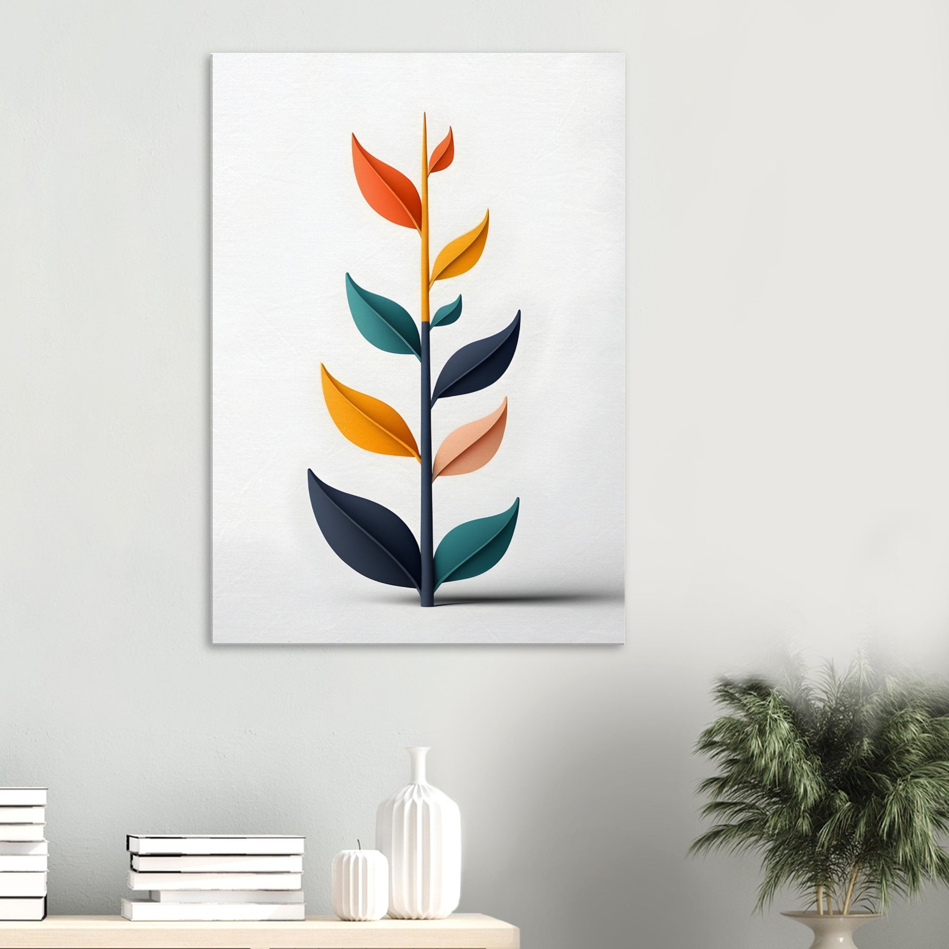 Minimalist Abstract Plant Canvas Print for Modern Decor