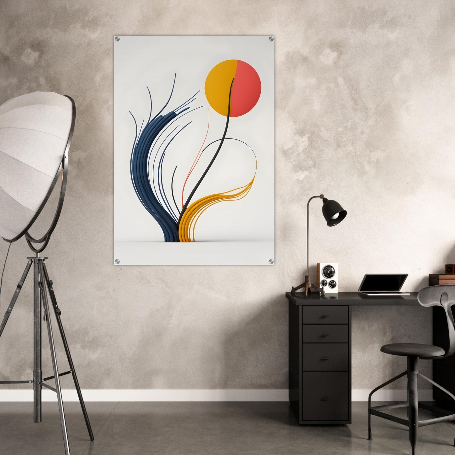 Acrylic glass wall art, Whispers of Nature, Abstract Flowing Leaf Design