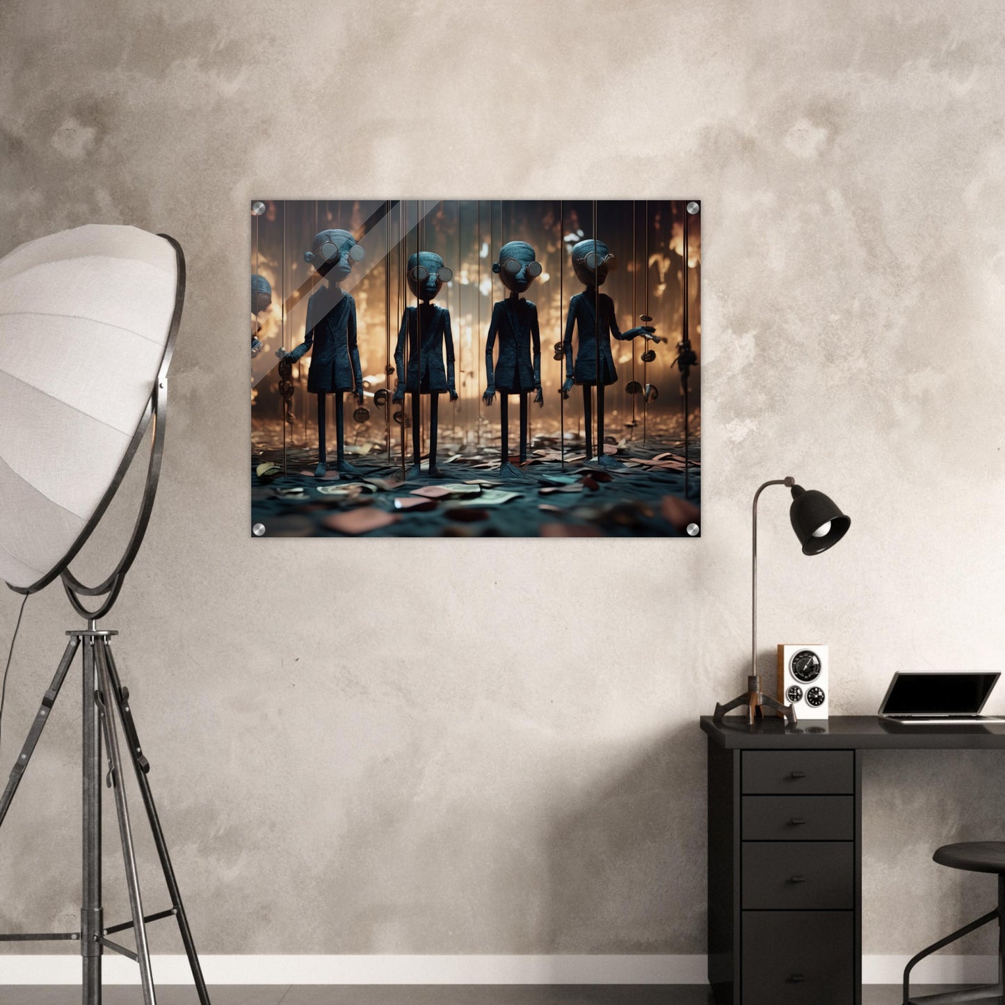 Acrylic print, plexiglass, wall art,Puppets of Greed