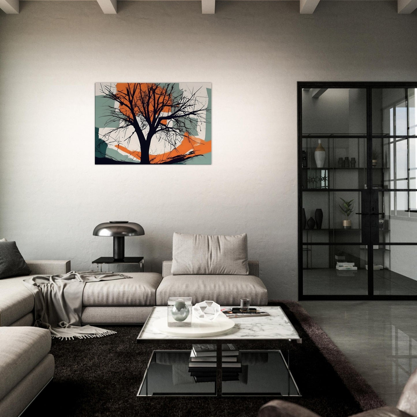 Ethereal Reflection - Minimalist Abstract Tree Art for Modern Decor