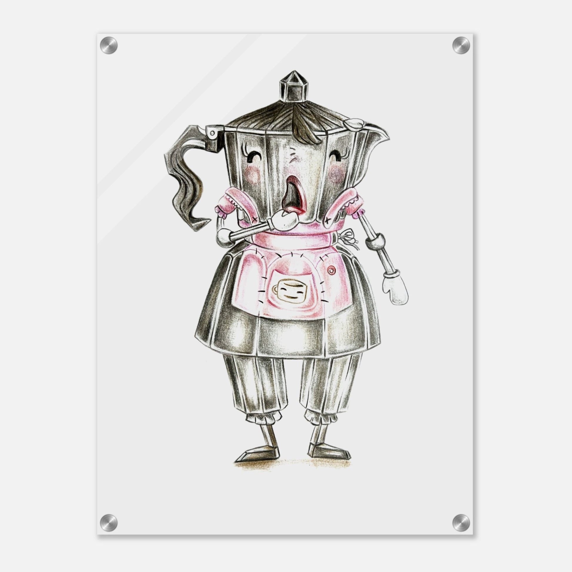 The Singing Barista - Charming Vertical Acrylic Wall Art