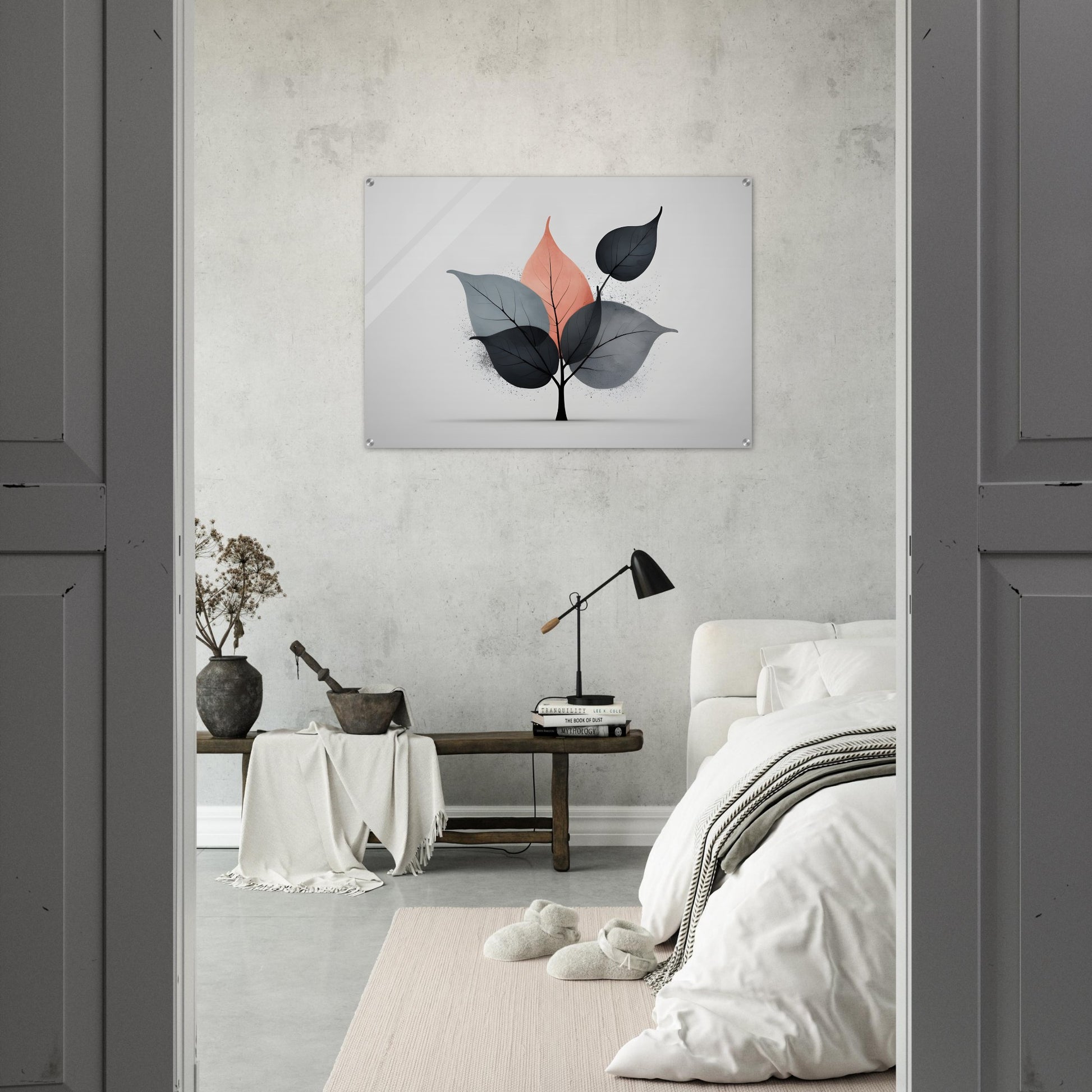 Minimalist Abstract Wall Art: Elegant Leaf Design for Modern Spaces