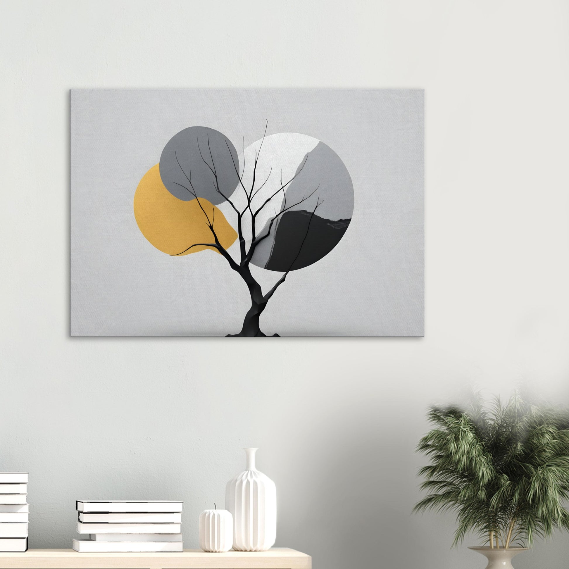 Minimalist Abstract Wall Art: Elegant Tree and Circles Print