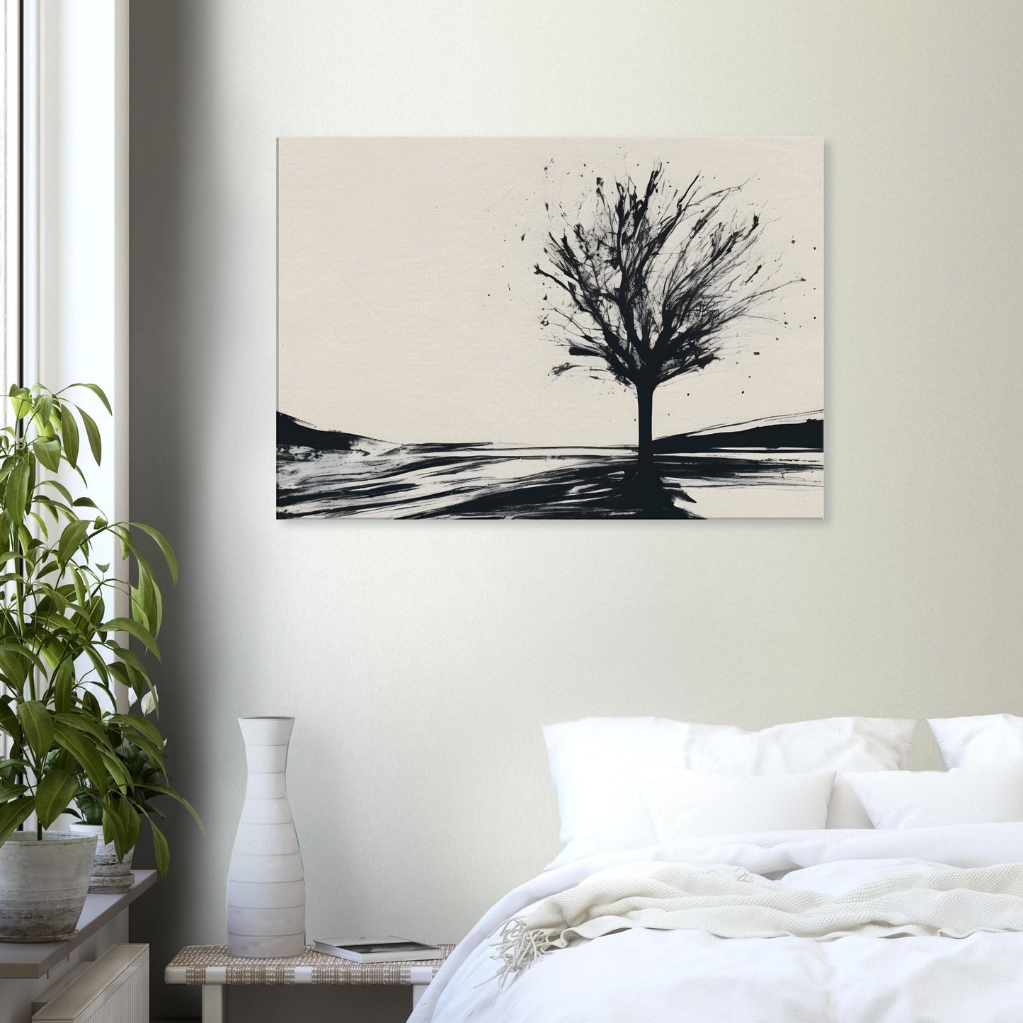 Whispers of Nature - Minimalist Black and White Tree Art