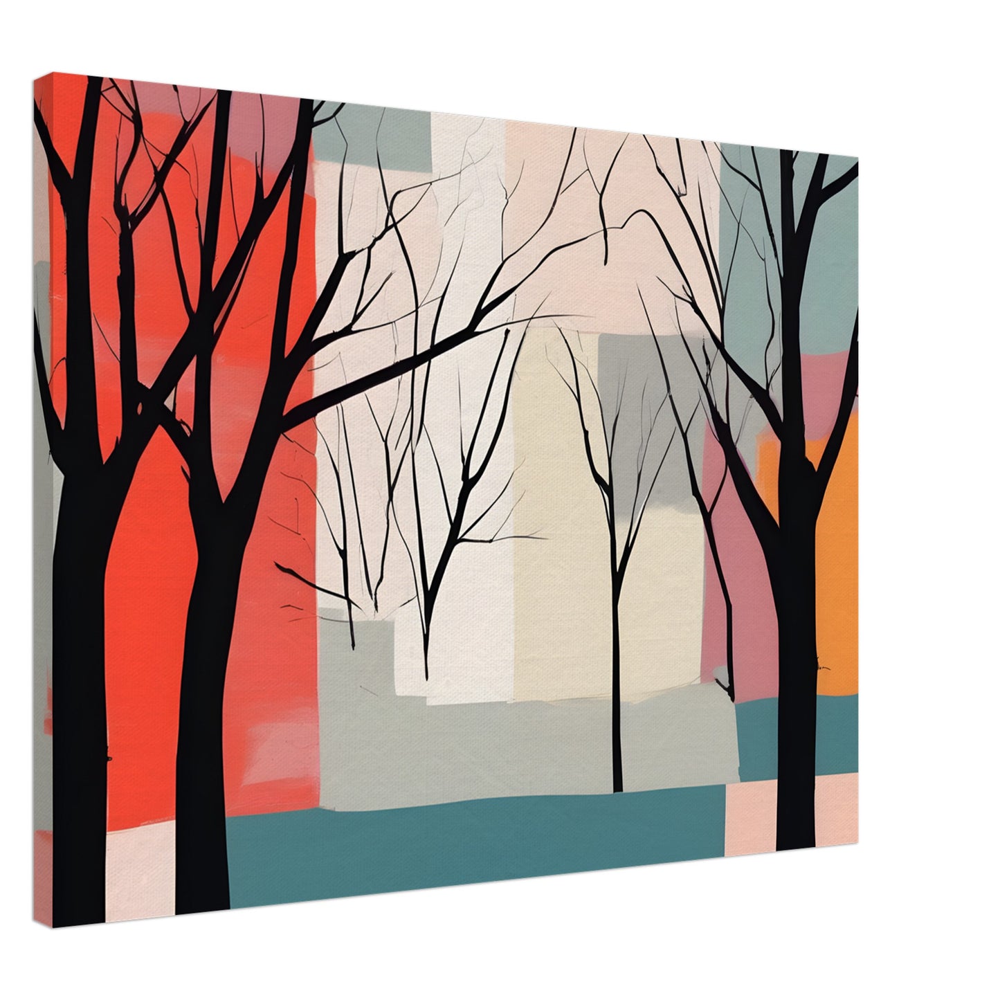 Whispered Hues - Abstract Trees Canvas Print for Modern Spaces